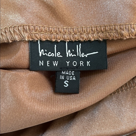 90s Y2K Nicole Miller Satin Slip Skirt Small Midi Brown Fairy Grunge Indie USA - Picture 8 of 8